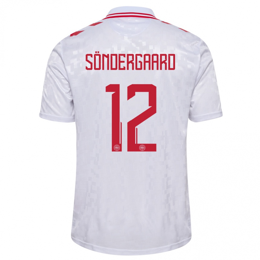 Kids Football Denmark Philip Söndergaard #12 White Away Jersey 24-26 T-Shirt Za