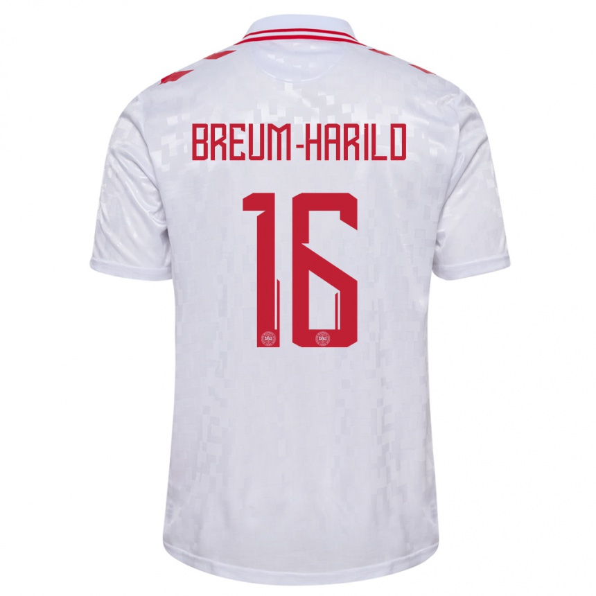 Kids Football Denmark Tobias Breum-Harild #16 White Away Jersey 24-26 T-Shirt Za