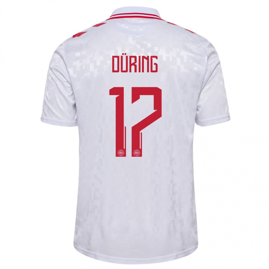 Kids Football Denmark Rasmus Düring #17 White Away Jersey 24-26 T-Shirt Za