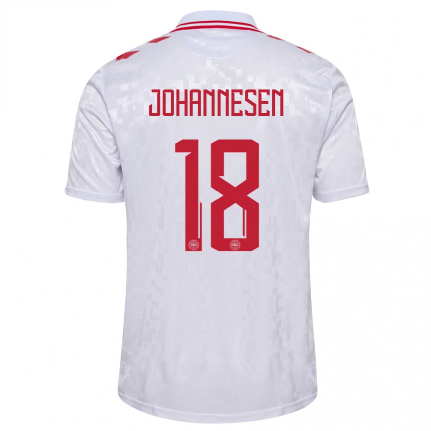 Kids Football Denmark Sofus Johannesen #18 White Away Jersey 24-26 T-Shirt Za