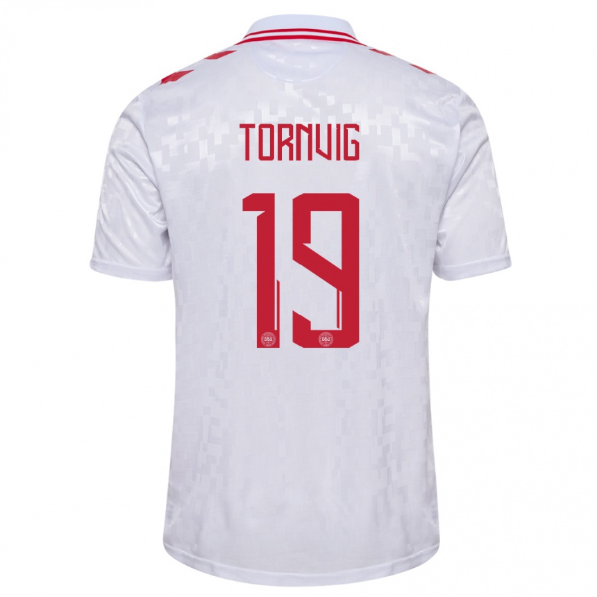 Kids Football Denmark Nicolaj Tornvig #19 White Away Jersey 24-26 T-Shirt Za