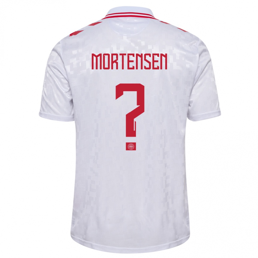 Kids Football Denmark Malthe Mortensen #0 White Away Jersey 24-26 T-Shirt Za