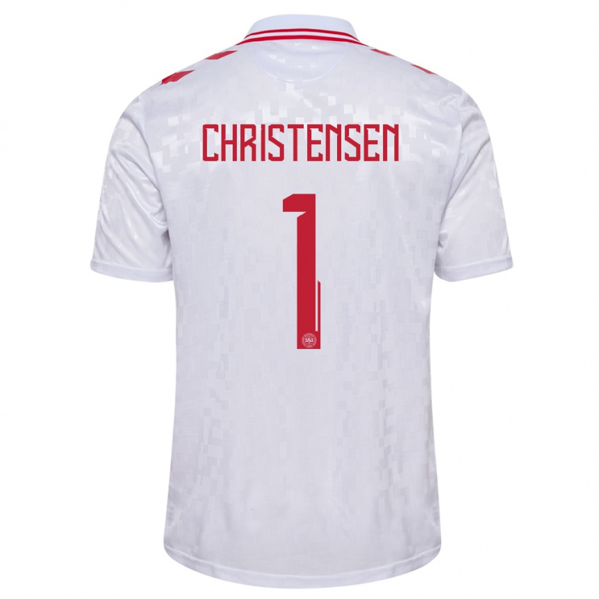 Kids Football Denmark Lene Christensen #1 White Away Jersey 24-26 T-Shirt Za