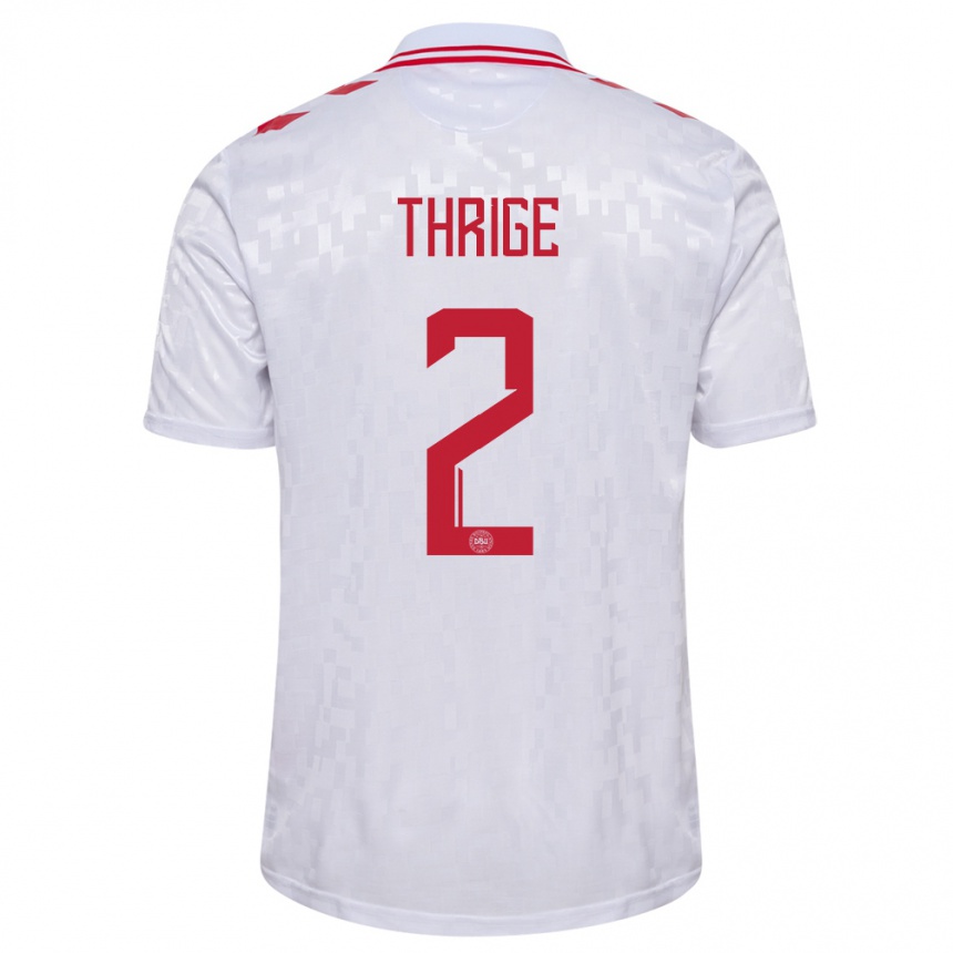 Kids Football Denmark Sara Thrige #2 White Away Jersey 24-26 T-Shirt Za