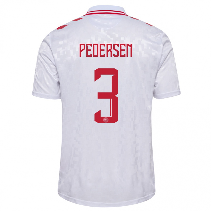 Kids Football Denmark Stine Ballisager Pedersen #3 White Away Jersey 24-26 T-Shirt Za