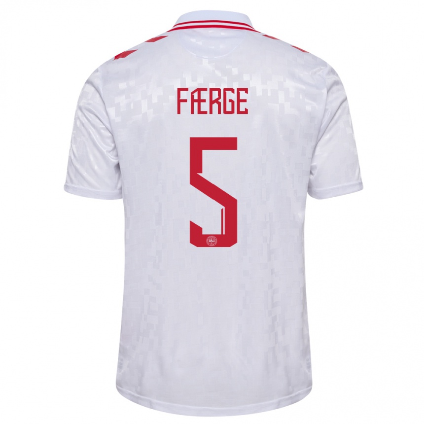 Kids Football Denmark Emma Farge #5 White Away Jersey 24-26 T-Shirt Za