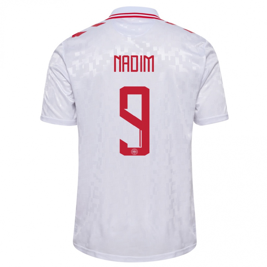 Kids Football Denmark Nadia Nadim #9 White Away Jersey 24-26 T-Shirt Za