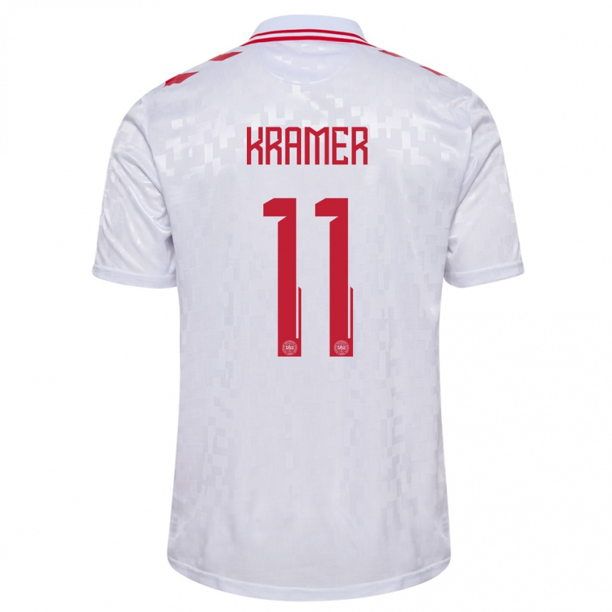 Kids Football Denmark Cornelia Kramer #11 White Away Jersey 24-26 T-Shirt Za