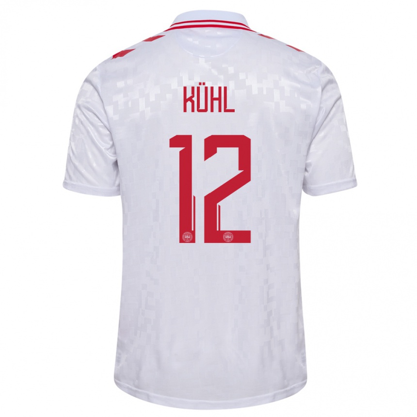 Kids Football Denmark Kathrine Kuhl #12 White Away Jersey 24-26 T-Shirt Za