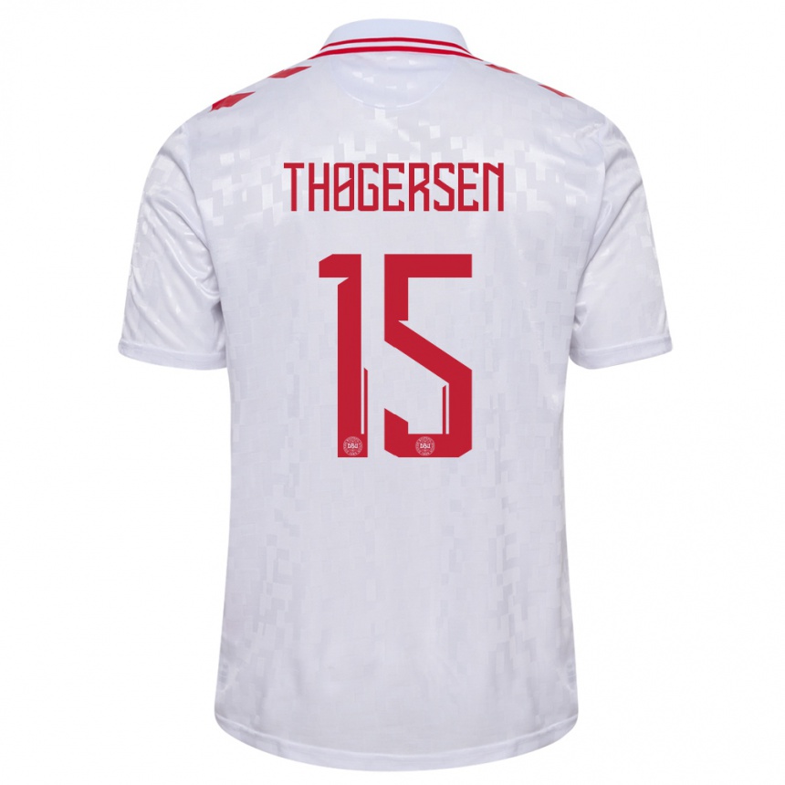 Kids Football Denmark Frederikke Thøgersen #15 White Away Jersey 24-26 T-Shirt Za