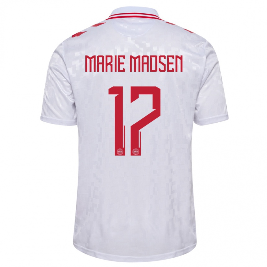 Kids Football Denmark Rikke Marie Madsen #17 White Away Jersey 24-26 T-Shirt Za