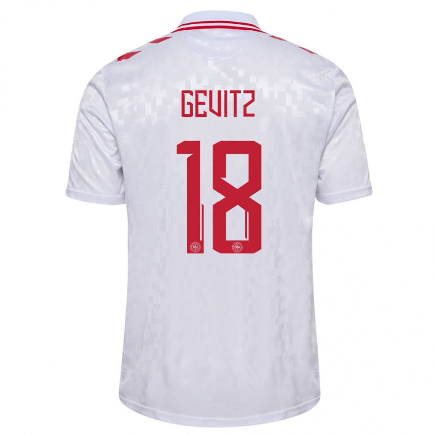 Kids Football Denmark Luna Gevitz #18 White Away Jersey 24-26 T-Shirt Za