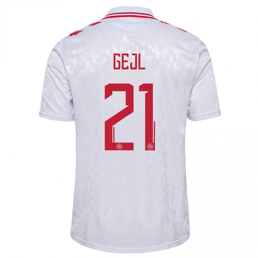 Kids Football Denmark Mille Gejl #21 White Away Jersey 24-26 T-Shirt Za