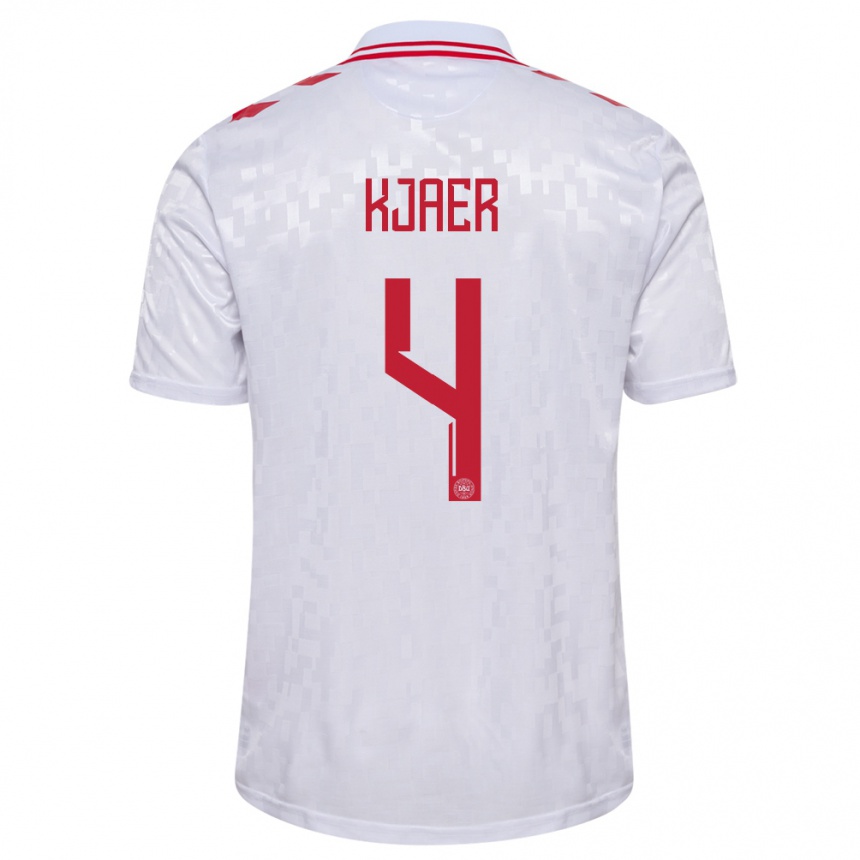 Kids Football Denmark Simon Kjaer #4 White Away Jersey 24-26 T-Shirt Za