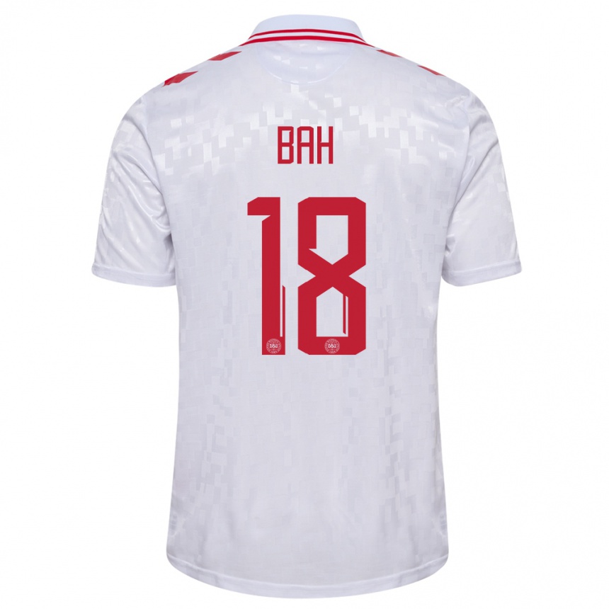 Kids Football Denmark Alexander Bah #18 White Away Jersey 24-26 T-Shirt Za