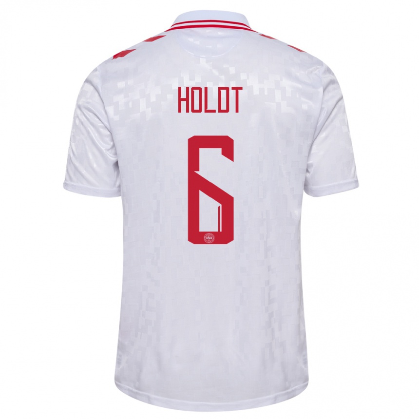 Kids Football Denmark Olivia Holdt #6 White Away Jersey 24-26 T-Shirt Za