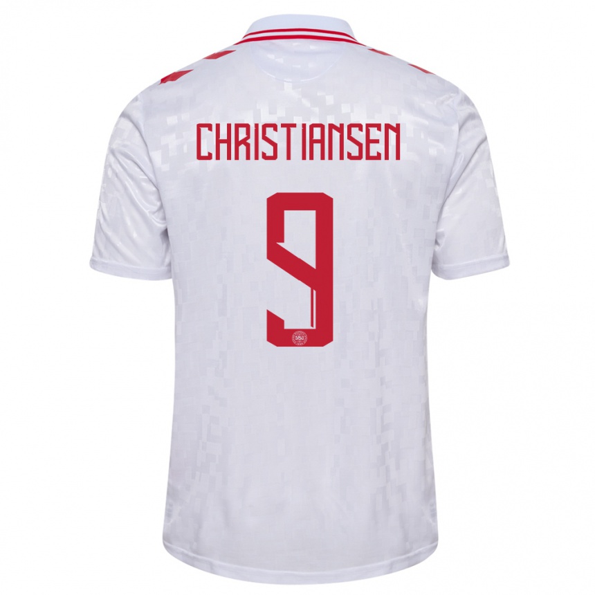 Kids Football Denmark Nanna Christiansen #9 White Away Jersey 24-26 T-Shirt Za