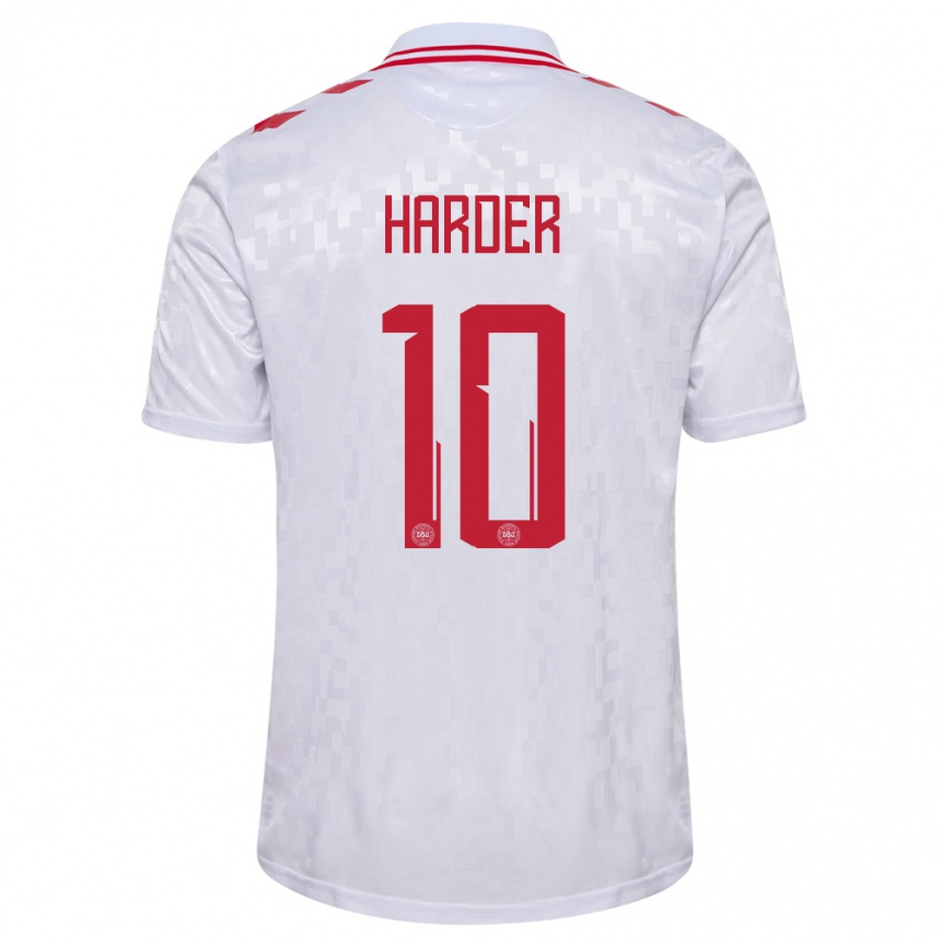 Kids Football Denmark Pernille Harder #10 White Away Jersey 24-26 T-Shirt Za