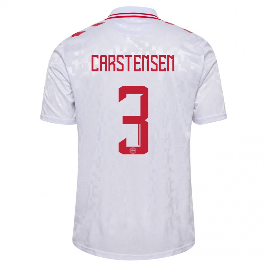 Kids Football Denmark Rasmus Carstensen #3 White Away Jersey 24-26 T-Shirt Za