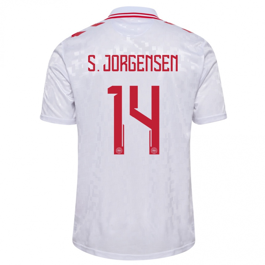 Kids Football Denmark Sebastian Jorgensen #14 White Away Jersey 24-26 T-Shirt Za