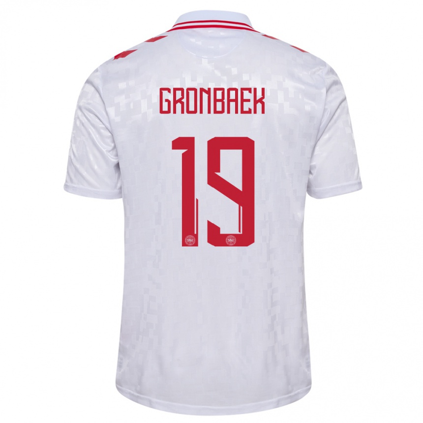 Kids Football Denmark Albert Gronbaek #19 White Away Jersey 24-26 T-Shirt Za