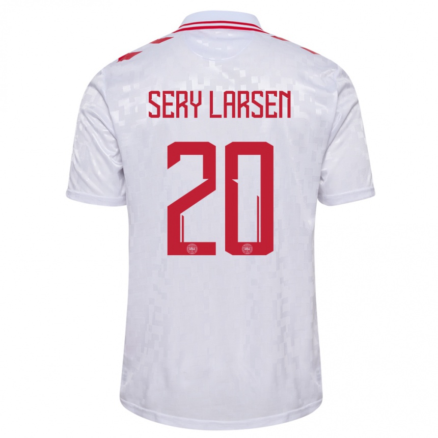 Kids Football Denmark Japhet Sery Larsen #20 White Away Jersey 24-26 T-Shirt Za