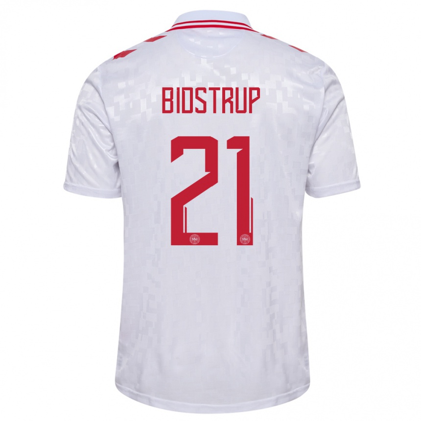 Kids Football Denmark Mads Bidstrup #21 White Away Jersey 24-26 T-Shirt Za