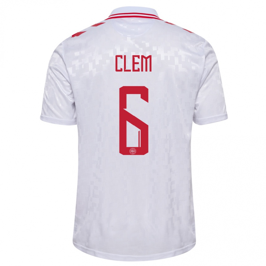 Kids Football Denmark William Clem #6 White Away Jersey 24-26 T-Shirt Za