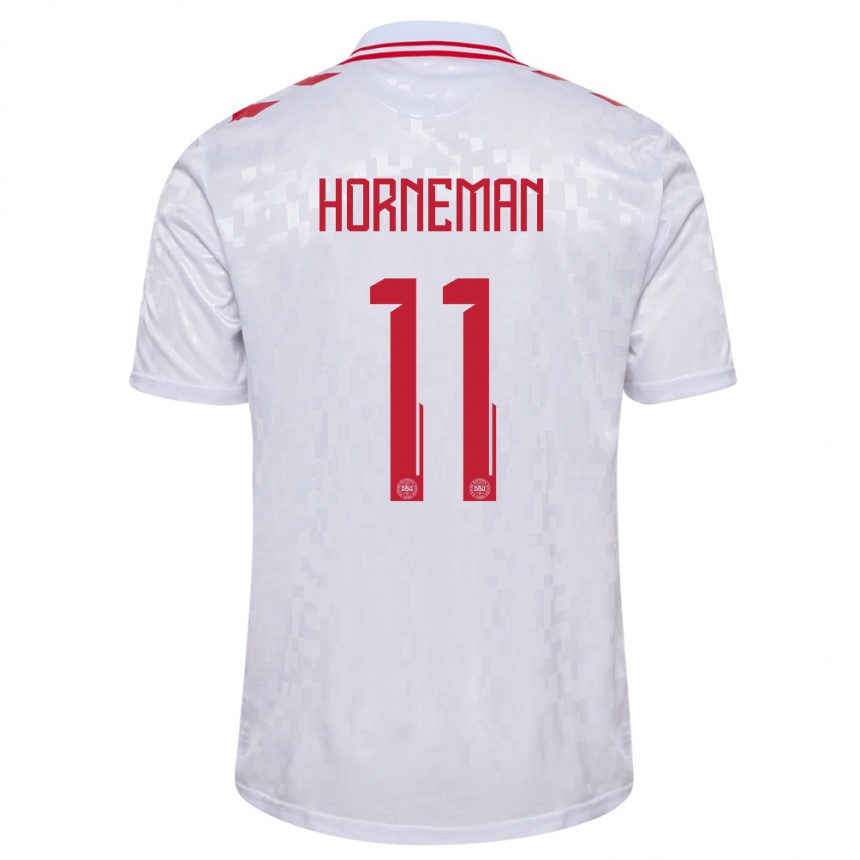 Kids Football Denmark Charly Horneman #11 White Away Jersey 24-26 T-Shirt Za