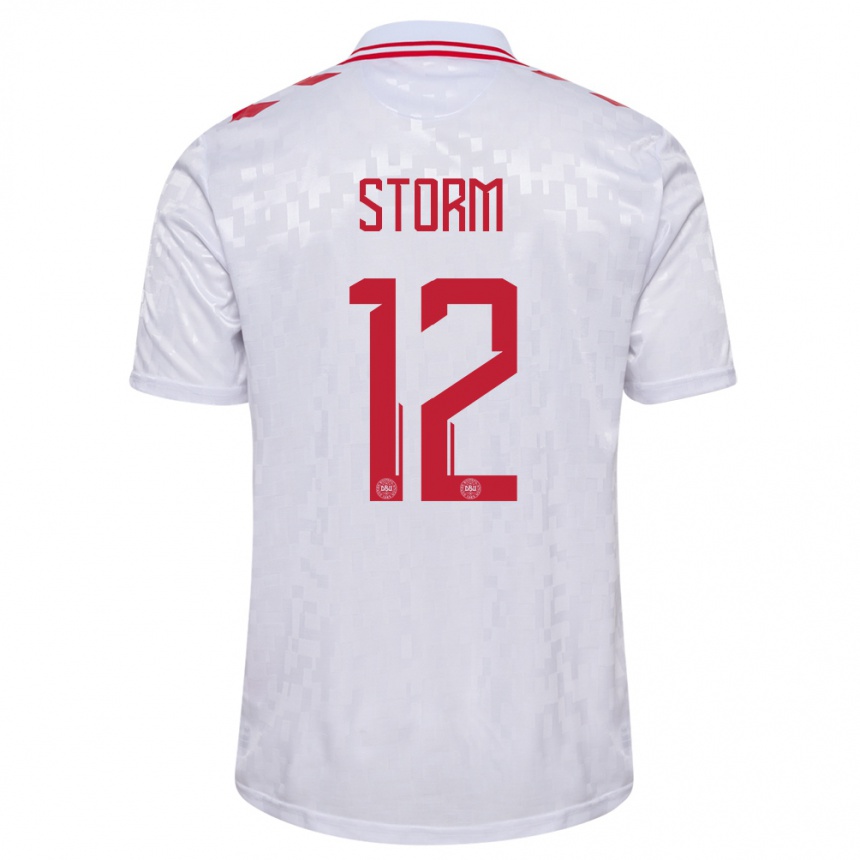 Kids Football Denmark Tobias Storm #12 White Away Jersey 24-26 T-Shirt Za