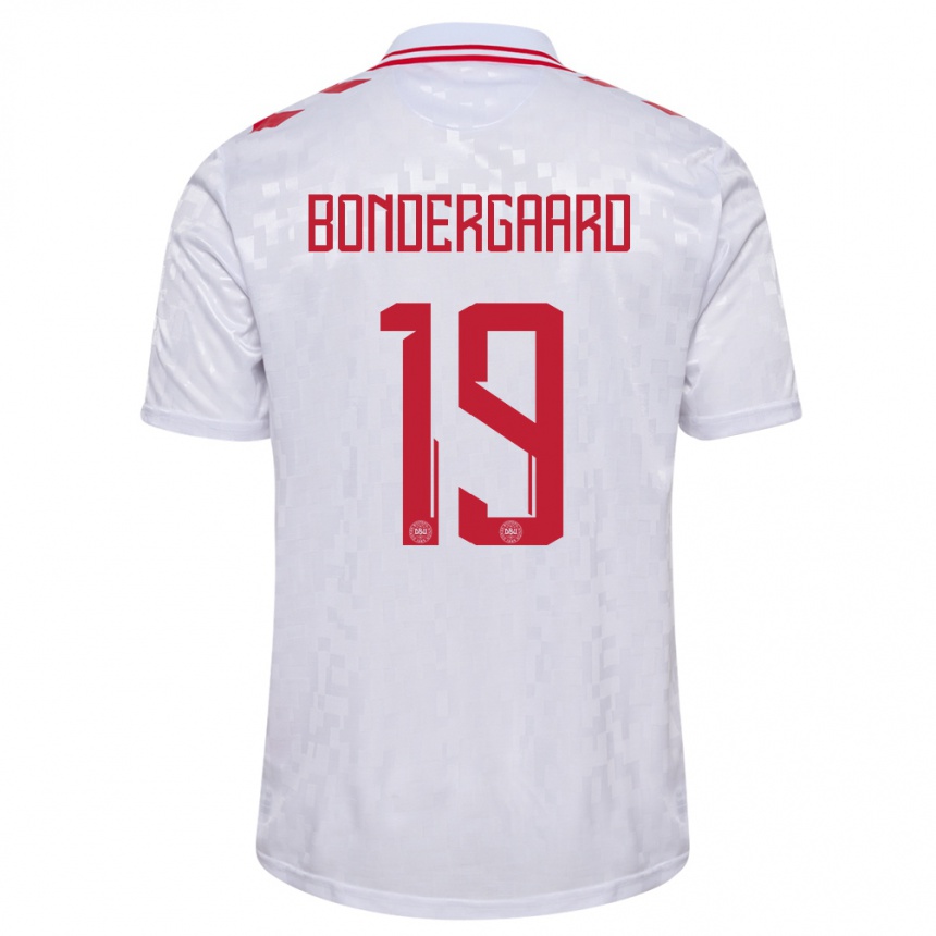 Kids Football Denmark Asbjorn Bondergaard #19 White Away Jersey 24-26 T-Shirt Za