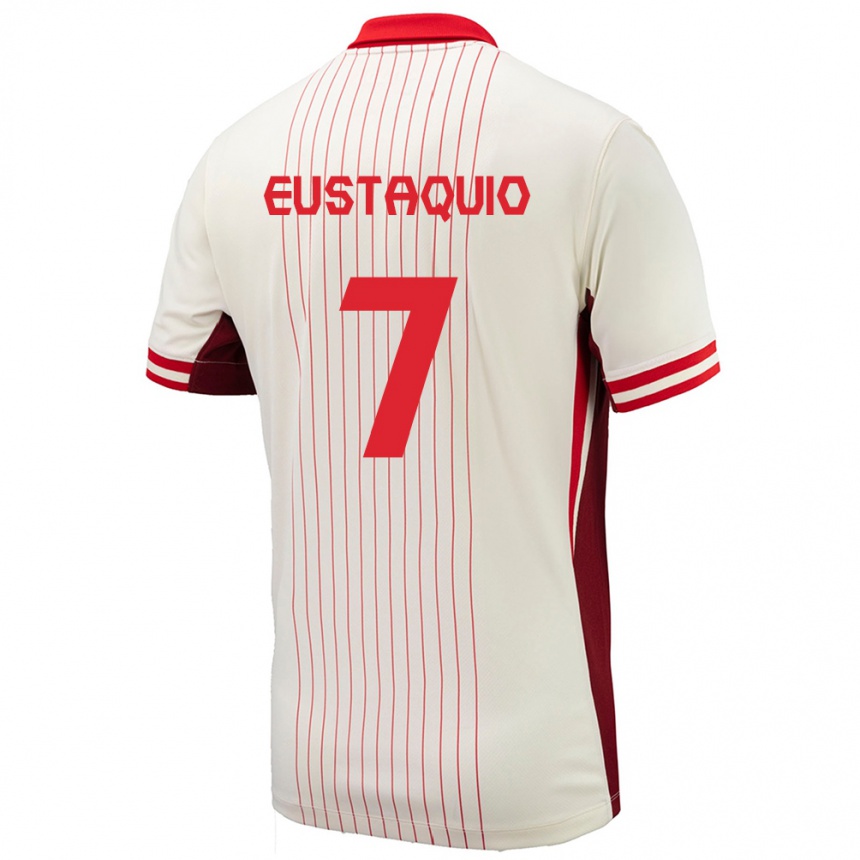 Kids Football Canada Stephen Eustaquio #7 White Away Jersey 24-26 T-Shirt Za