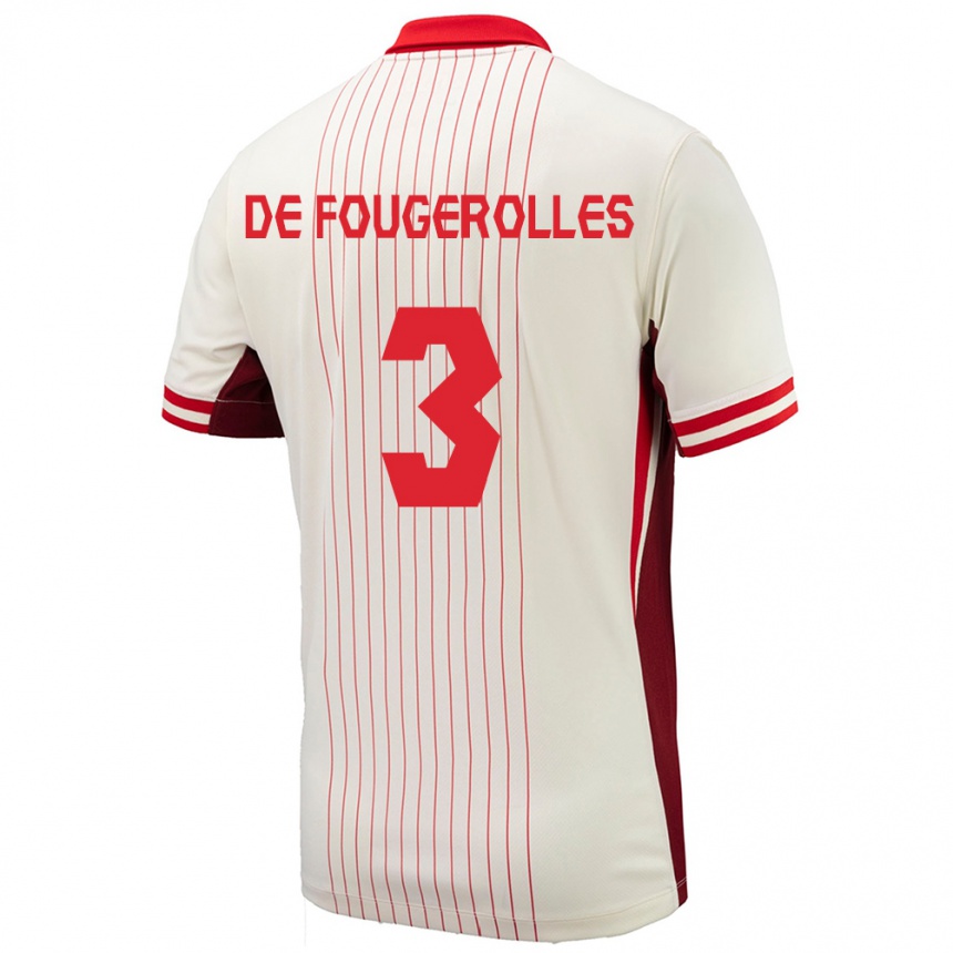 Kids Football Canada Luc De Fougerolles #3 White Away Jersey 24-26 T-Shirt Za