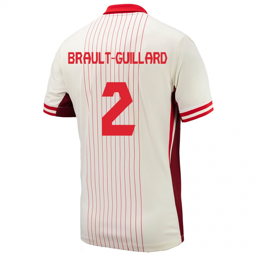 Kids Football Canada Zachary Brault-Guillard #2 White Away Jersey 24-26 T-Shirt Za