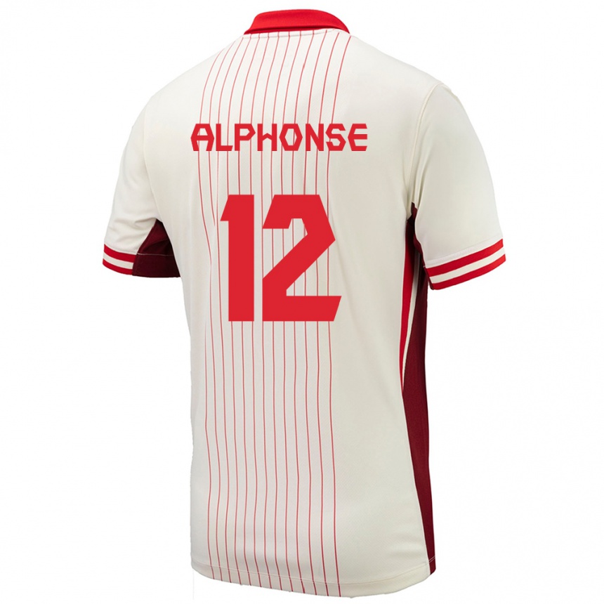 Kids Football Canada Jefferson Alphonse #12 White Away Jersey 24-26 T-Shirt Za