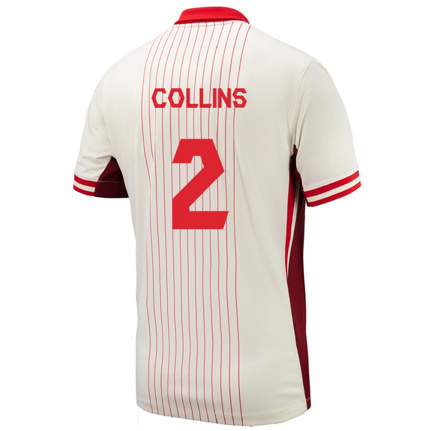 Kids Football Canada Sydney Collins #2 White Away Jersey 24-26 T-Shirt Za