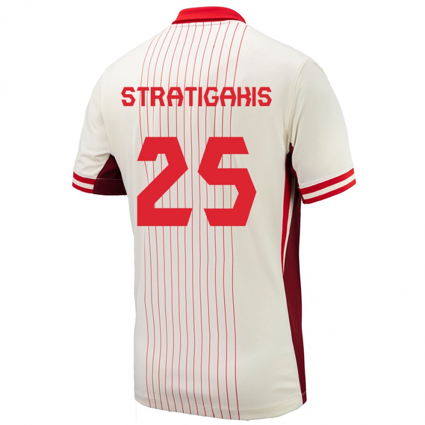 Kids Football Canada Sarah Stratigakis #25 White Away Jersey 24-26 T-Shirt Za