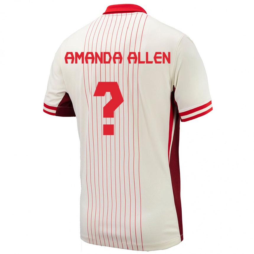 Kids Football Canada Amanda Allen #0 White Away Jersey 24-26 T-Shirt Za