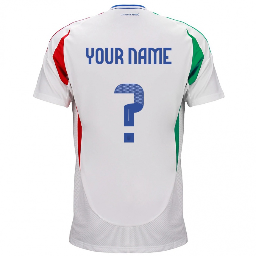 Kids Football Italy Your Name #0 White Away Jersey 24-26 T-Shirt Za