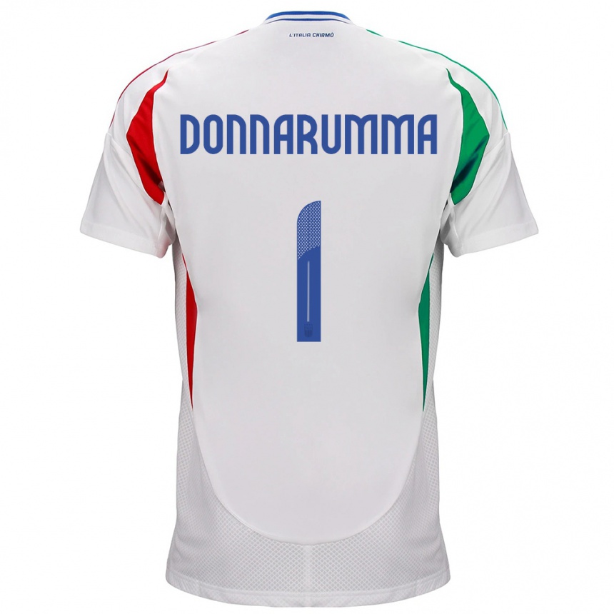 Kids Football Italy Gianluigi Donnarumma #1 White Away Jersey 24-26 T-Shirt Za