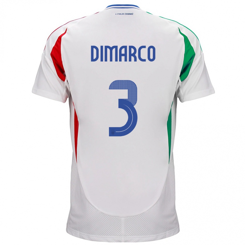 Kids Football Italy Federico Dimarco #3 White Away Jersey 24-26 T-Shirt Za