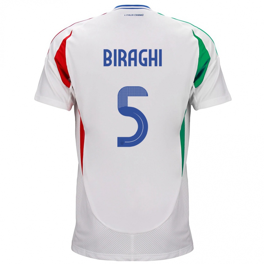 Kids Football Italy Cristiano Biraghi #5 White Away Jersey 24-26 T-Shirt Za