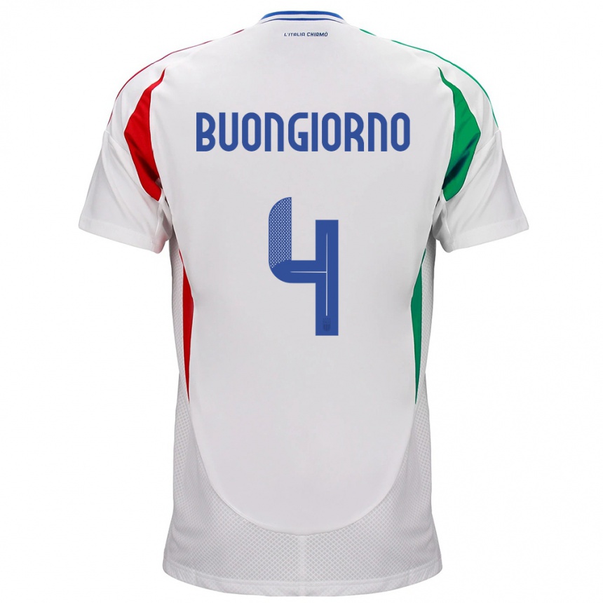 Kids Football Italy Alessandro Buongiorno #4 White Away Jersey 24-26 T-Shirt Za