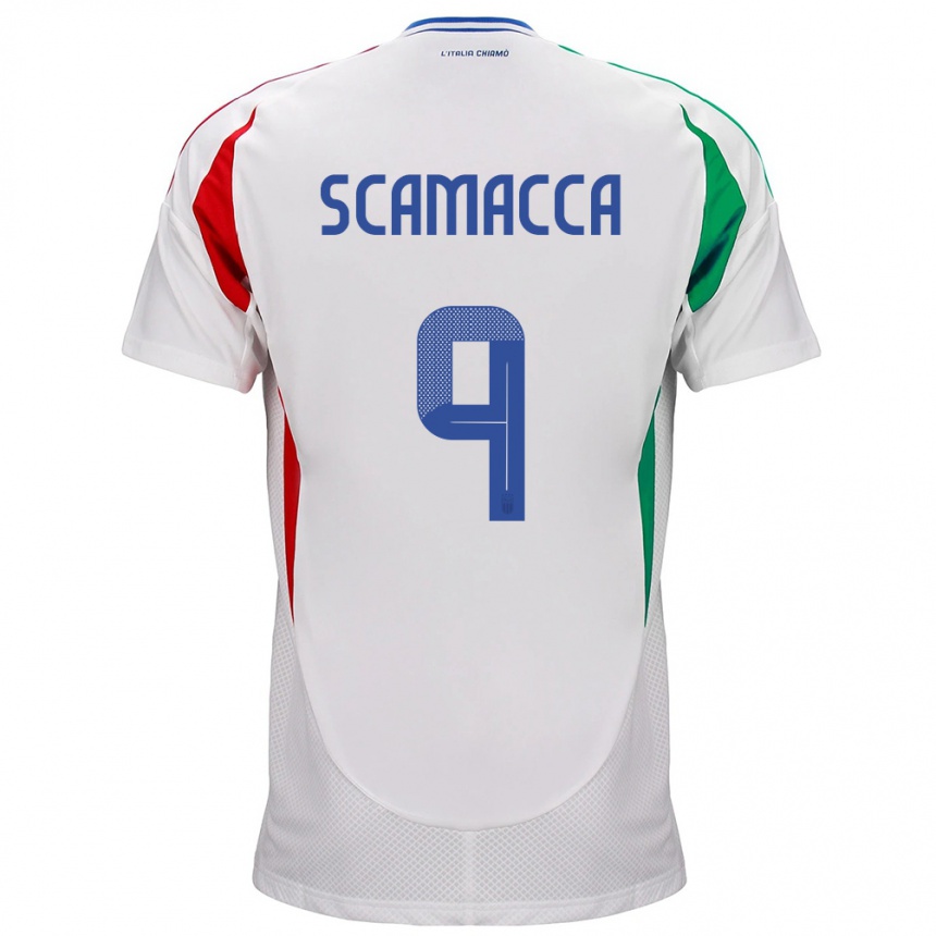 Kids Football Italy Gianluca Scamacca #9 White Away Jersey 24-26 T-Shirt Za