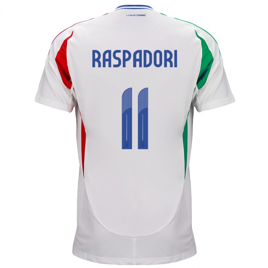 Kids Football Italy Giacomo Raspadori #11 White Away Jersey 24-26 T-Shirt Za