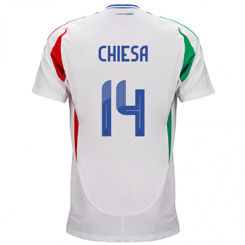 Kids Football Italy Federico Chiesa #14 White Away Jersey 24-26 T-Shirt Za