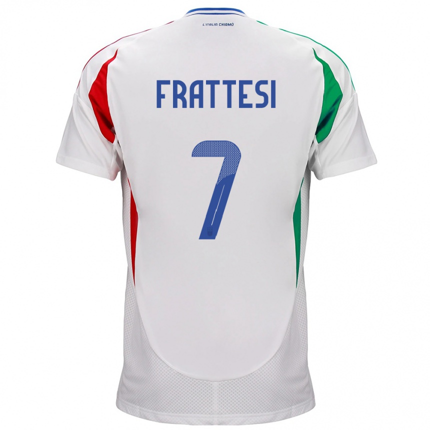 Kids Football Italy Davide Frattesi #7 White Away Jersey 24-26 T-Shirt Za