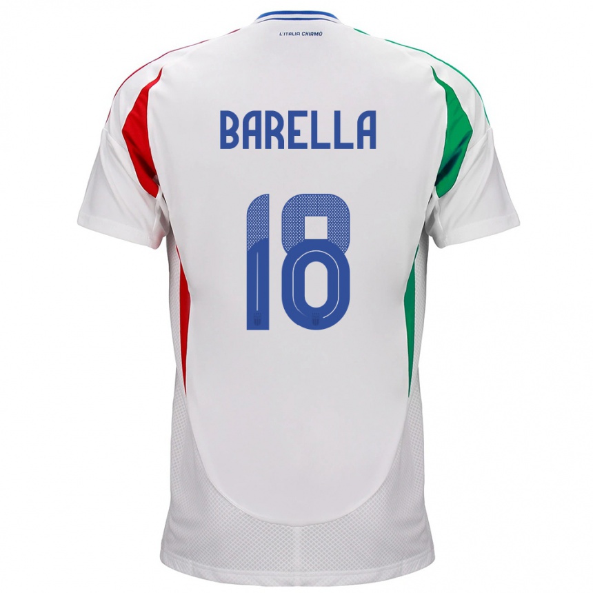 Kids Football Italy Nicolò Barella #18 White Away Jersey 24-26 T-Shirt Za