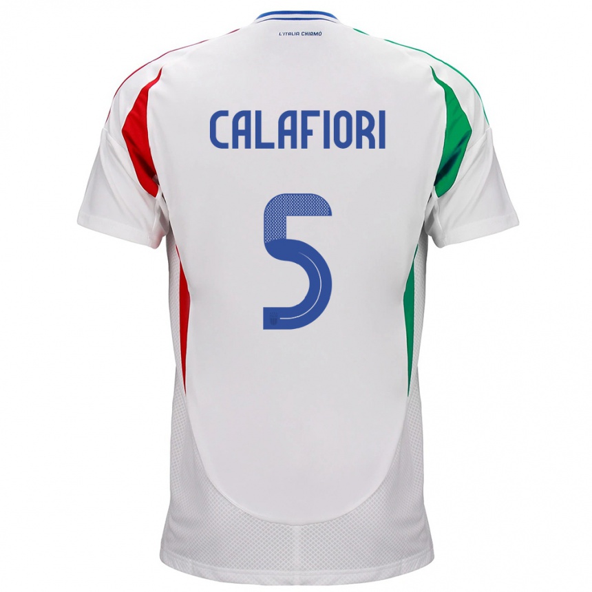 Kids Football Italy Riccardo Calafiori #5 White Away Jersey 24-26 T-Shirt Za