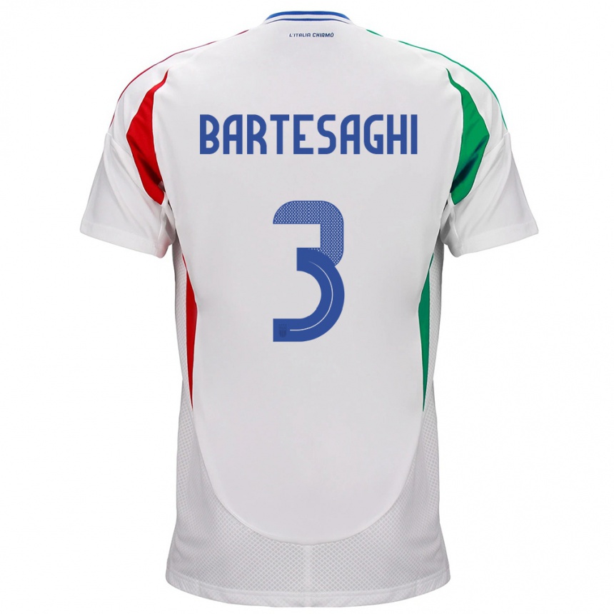 Kids Football Italy Davide Bartesaghi #3 White Away Jersey 24-26 T-Shirt Za